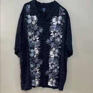 George Charcoal and White Floral Button Down Shirt